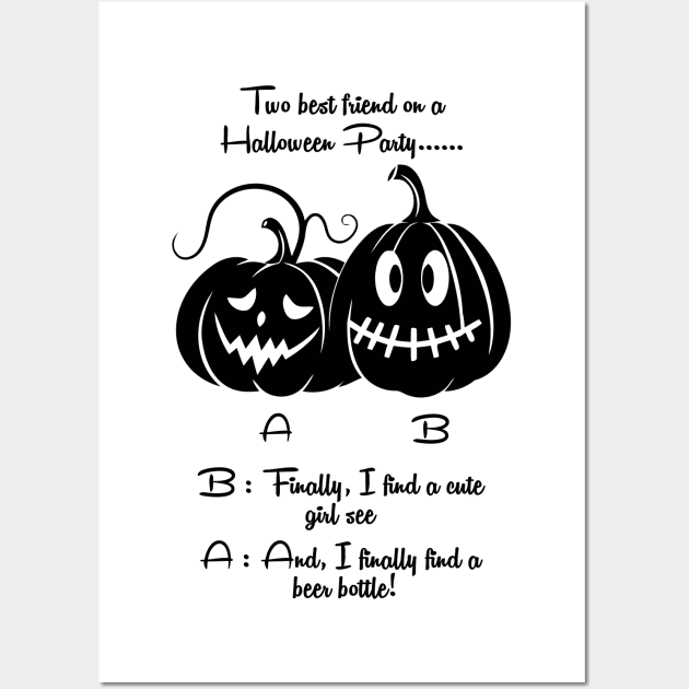 Two Best Friend On A Halloween Party tee design birthday gift graphic Wall Art by TeeSeller07